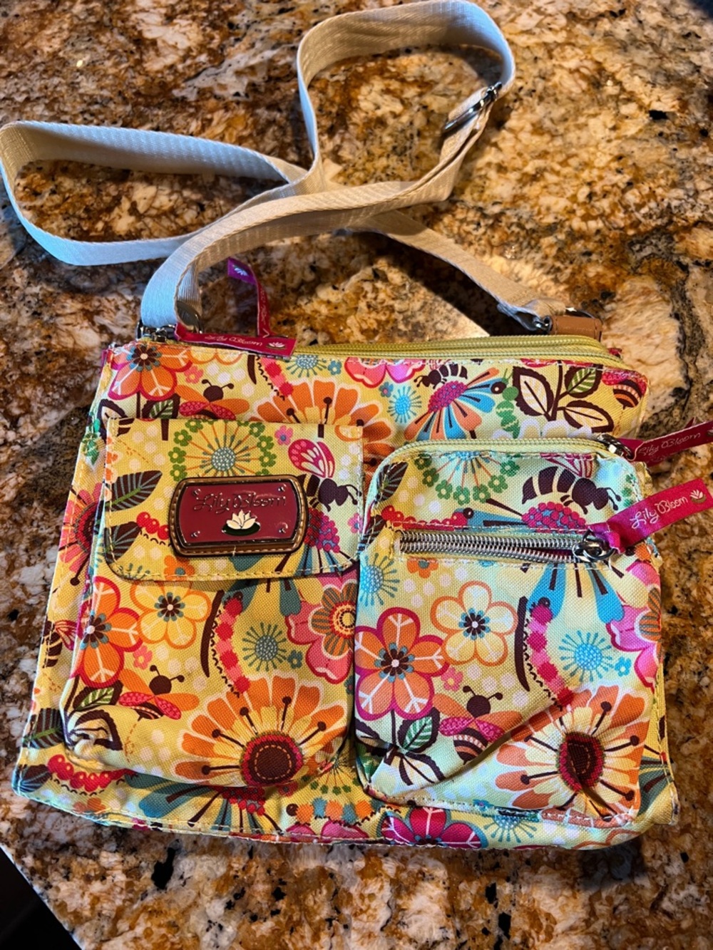 Lily Bloom Bright Floral Crossbody Bag - Yellow Pink Multi